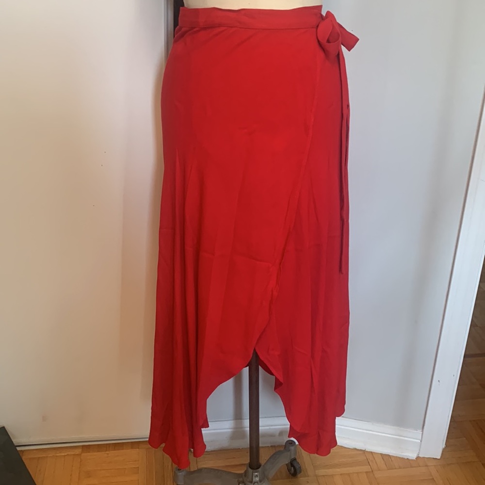 Reformation red wrap skirt size xs